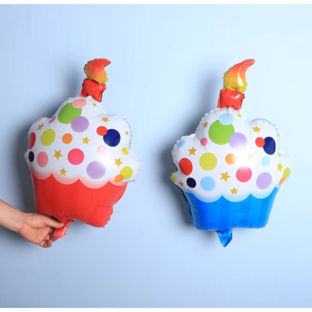 Balon din Folie Metalizata, , Figurine Dulciuri, Model 2, Tematica Prajitura Aniversara, 68x44 cm, Ambalaj Individual, Pai Inclus, Umflare cu Aer sau Heliu, Multicolor [1]