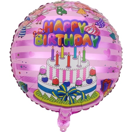 ✨TOATE PRODUSELE✨ - Balon din Folie Metalizata, , Figurine, Model 1, Happy Birthday, Tematica Aniversare, 45 cm, Ambalaj Individual, Pai Inclus, Umflare cu Aer sau Heliu, Multicolor