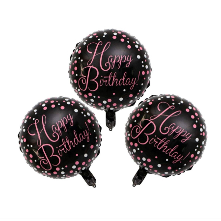 Balon din Folie Metalizata, , Figurine, Model 2, Happy Birthday, Tematica Aniversare, 45 cm, Ambalaj Individual, Pai Inclus, Umflare cu Aer sau Heliu, Multicolor [2]