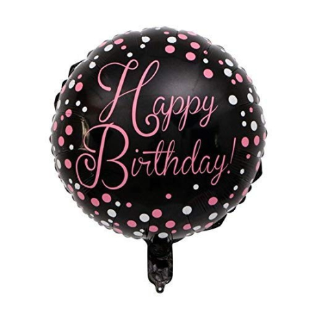 Balon din Folie Metalizata, , Figurine, Model 2, Happy Birthday, Tematica Aniversare, 45 cm, Ambalaj Individual, Pai Inclus, Umflare cu Aer sau Heliu, Multicolor [1]