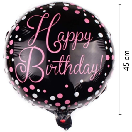Balon din Folie Metalizata, , Figurine, Model 2, Happy Birthday, Tematica Aniversare, 45 cm, Ambalaj Individual, Pai Inclus, Umflare cu Aer sau Heliu, Multicolor [5]