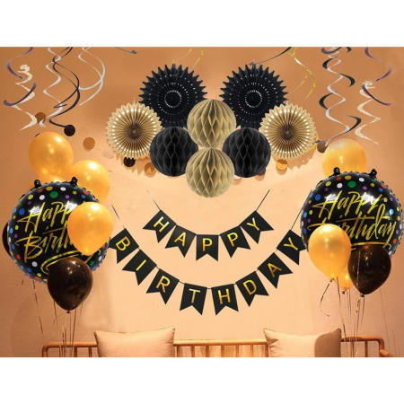 Balon din Folie Metalizata, , Figurine, Model 3, Happy Birthday, Tematica Aniversare, 45 cm, Ambalaj Individual, Pai Inclus, Umflare cu Aer sau Heliu, Multicolor [2]