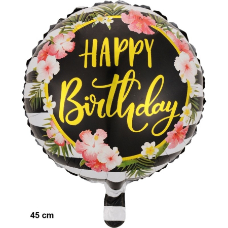 Balon din Folie Metalizata, , Figurine, Model 4, Happy Birthday, Tematica Aniversare, 45 cm, Ambalaj Individual, Pai Inclus, Umflare cu Aer sau Heliu, Multicolor [1]