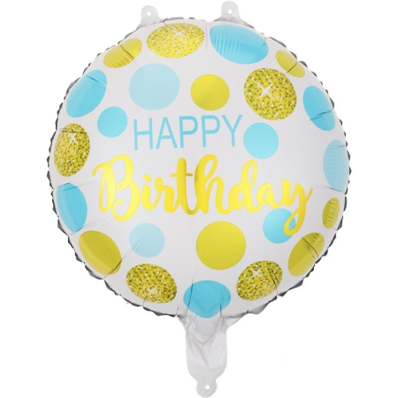 ✨TOATE PRODUSELE✨ - Balon din Folie Metalizata, , Figurine, Model 5, Happy Birthday, Tematica Aniversare, 45 cm, Ambalaj Individual, Pai Inclus, Umflare cu Aer sau Heliu, Multicolor