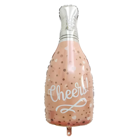 ✨TOATE PRODUSELE✨ - Balon din Folie Metalizata, , Figurine, Model Sticla de Sampanie, 49x98 cm, Ambalaj Individual, Pai Inclus, Umflare cu Aer sau Heliu, Roz