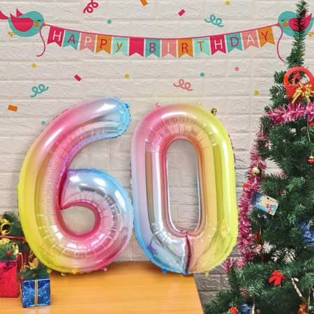 Balon din Folie Metalizata Gradient , Figurina Cifra, Tema Aniversare 100 cm, Ambalaj Individual, Pai inclus, Umflare cu Aer sau Heliu, Multicolor, Cifra 0 [1]