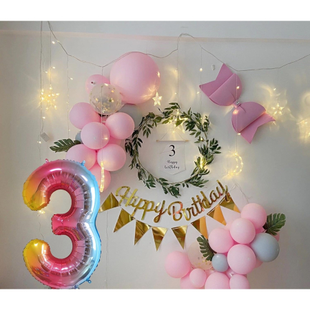 Balon din Folie Metalizata Gradient , Figurina Cifra, Tema Aniversare 100 cm, Ambalaj Individual, Pai inclus, Umflare cu Aer sau Heliu, Multicolor, Cifra 3 [3]