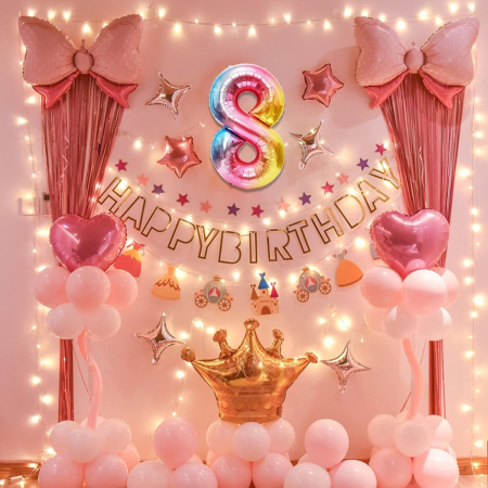 Balon din Folie Metalizata Gradient , Figurina Cifra, Tema Aniversare 100 cm, Ambalaj Individual, Pai inclus, Umflare cu Aer sau Heliu, Multicolor, Cifra 8 [2]