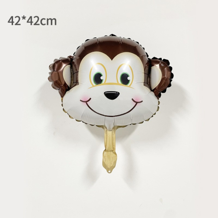 Balon din Folie Metalizata, , Mini Figurine Animalute, Model Maimutica, Tematica Aniversare, 42x42 cm, Ambalaj Individual, Pai Inclus, Umflare cu Aer sau Heliu, Multicolor [5]