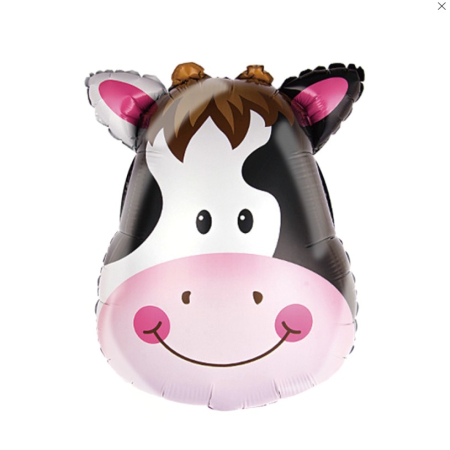 Balon din Folie Metalizata, , Mini Figurine Animalute, Model Vacuta, Tematica Aniversare, 45x40 cm, Ambalaj Individual, Pai Inclus, Umflare cu Aer sau Heliu, Multicolor [4]