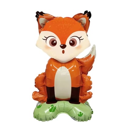 ✨TOATE PRODUSELE✨ - Balon din Folie Metalizata, , Mini Figurine Animalute, Model Vulpe, Tematica Aniversare, 35x61 cm, Ambalaj Individual, Pai Inclus, Umflare cu Aer sau Heliu, Multicolor
