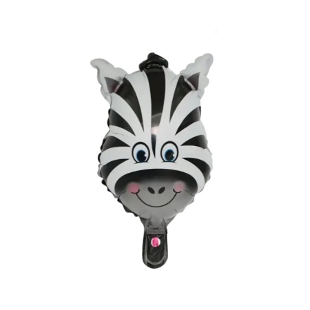 Balon din Folie Metalizata, , Mini Figurine Animalute, Model Zebra, Tematica Aniversare, 25x45 cm, Ambalaj Individual, Pai Inclus, Umflare cu Aer sau Heliu, Multicolor [5]