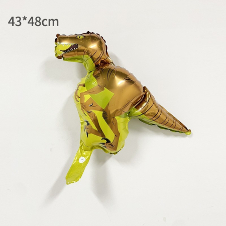 Balon din Folie Metalizata, , Mini Figurine Dinozauri, Model Velociraptor, Tematica Aniversare, 48x43 cm, Ambalaj Individual, Pai Inclus, Umflare cu Aer sau Heliu, Multicolor [3]