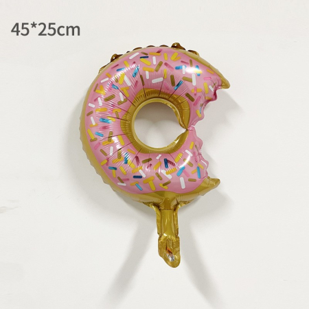 Balon din Folie Metalizata, , Mini Figurine Dulciuri, Model Gogoasa Muscata, Tematica Aniversare, 45x25 cm, Ambalaj Individual, Pai Inclus, Umflare cu Aer sau Heliu, Multicolor [2]