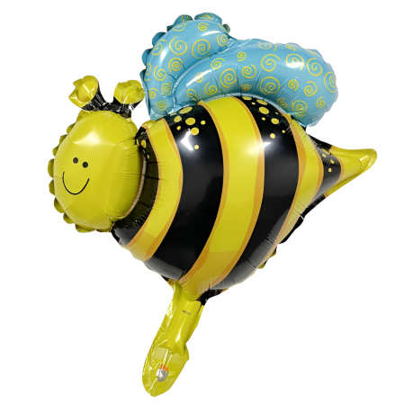 ✨TOATE PRODUSELE✨ - Balon din Folie Metalizata, , Mini Figurine, Model Albinuță, 36x42cm, Ambalaj Individual, Pai Inclus, Umflare cu Aer sau Heliu, Multicolor
