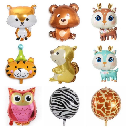 Balon din Folie Metalizata, , Mini Figurine, Model Cerb, Tematica Aniversare, 49x74.5 cm, Ambalaj Individual, Pai Inclus, Umflare cu Aer sau Heliu, Maro [5]