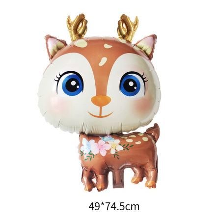 Balon din Folie Metalizata, , Mini Figurine, Model Cerb, Tematica Aniversare, 49x74.5 cm, Ambalaj Individual, Pai Inclus, Umflare cu Aer sau Heliu, Maro [4]