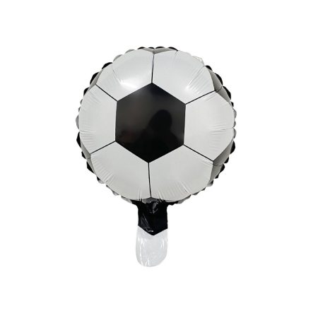 ✨TOATE PRODUSELE✨ - Balon din Folie Metalizata, , Mini Figurine, Model Minge de Fotbal, Tematica Aniversare, 30x24 cm, Ambalaj Individual, Pai Inclus, Umflare cu Aer sau Heliu, Alb-Negru