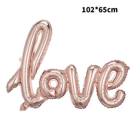 Balon din Folie Metalizata, , Model Love scris de mana, 102x65 cm, Tematica Ziua Îndrăgostiților, Ambalaj Individual, Pai Inclus, Umflare cu Aer sau Heliu, Rose Gold [5]