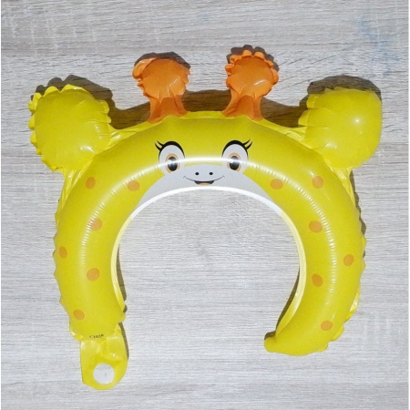 Balon din Folie Metalizata, , Tip Coronita cu Urechi, Model Girafa, Ambalaj Individual, Pai Inclus, Umflare cu Aer sau Heliu, 28 x 31 cm, Galben [4]