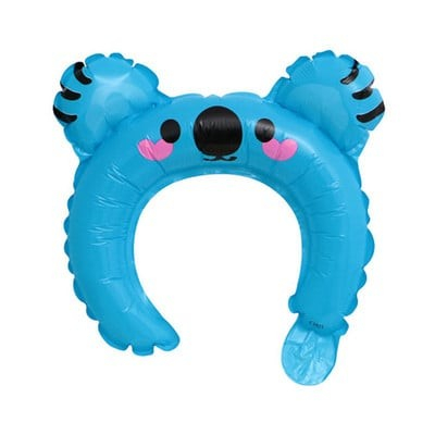 ✨TOATE PRODUSELE✨ - Balon din Folie Metalizata, , Tip Coronita cu Urechi, Model Koala, Ambalaj Individual, Pai Inclus, Umflare cu Aer sau Heliu, 26.5 x 28 cm, Albastru
