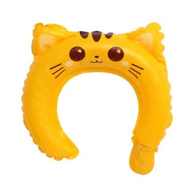 Baloane Coronita - Balon din Folie Metalizata, , Tip Coronita cu Urechi, Model Pisicuta, Ambalaj Individual, Pai Inclus, Umflare cu Aer sau Heliu, 24 x 29.5 cm, Galben