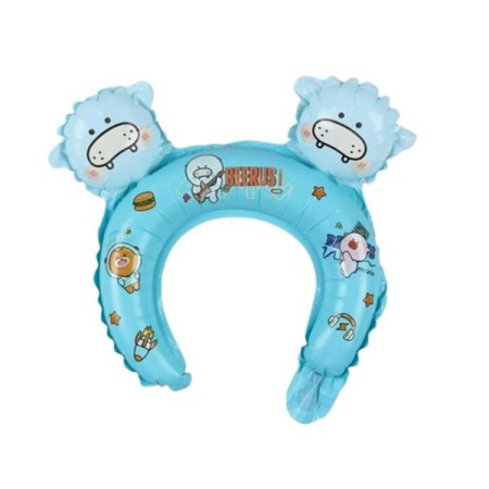 ✨TOATE PRODUSELE✨ - Balon din Folie Metalizata, , Tip Coronita cu Urechi, Model Ursuleti, Ambalaj Individual, Pai Inclus, Umflare cu Aer sau Heliu, 28 x 31 cm, Albastru