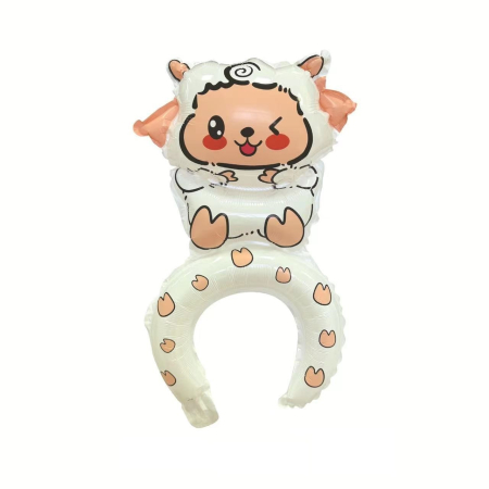 ✨TOATE PRODUSELE✨ - Balon din Folie Metalizata, , Tip Coronita, Model Oaie, Ambalaj Individual, Pai Inclus, Umflare cu Aer sau Heliu, 47 x 28 cm, Alb