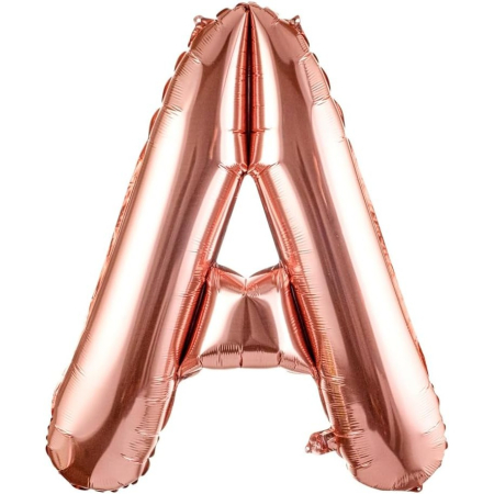 ✨TOATE PRODUSELE✨ - Balon Folie Metalizata Litera A, , 100 cm, Umflati cu Heliu sau Aer, Ambalaj Individual, Pai inclus, Rose Gold
