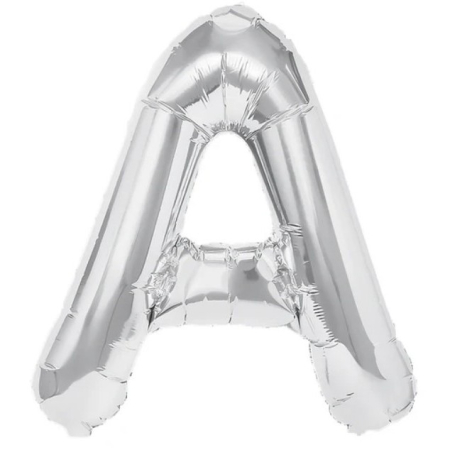 ✨TOATE PRODUSELE✨ - Balon Folie Metalizata Litera A, , 40 cm, Umflati cu Heliu sau Aer, Ambalaj Individual, Pai inclus, Argintiu
