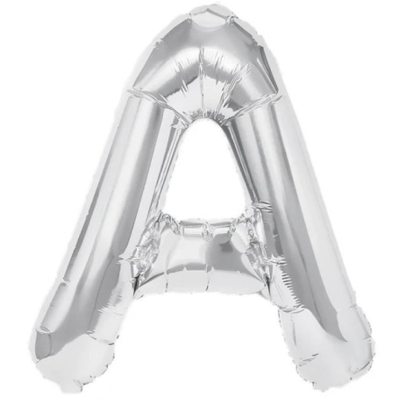 ✨TOATE PRODUSELE✨ - Balon Folie Metalizata Litera A, , 80 cm, Umflati cu Heliu sau Aer, Ambalaj Individual, Pai inclus, Argintiu