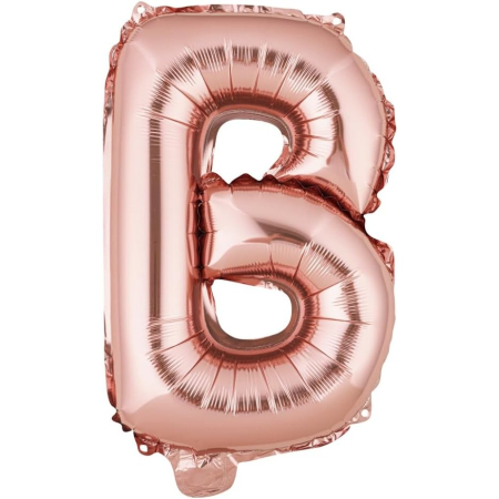 ✨TOATE PRODUSELE✨ - Balon Folie Metalizata Litera B, , 40 cm, Umflati cu Heliu sau Aer, Ambalaj Individual, Pai inclus, Rose Gold
