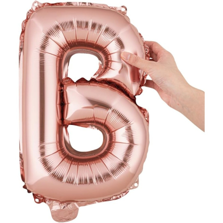 Balon Folie Metalizata Litera B, , 40 cm, Umflati cu Heliu sau Aer, Ambalaj Individual, Pai inclus, Rose Gold [4]