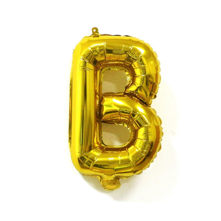 Balon Folie Metalizata Litera B, , 80 cm, Umflati cu Heliu sau Aer, Ambalaj Individual, Pai inclus, Auriu [5]