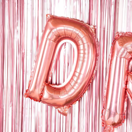 Balon Folie Metalizata Litera D, , 40 cm, Umflati cu Heliu sau Aer, Ambalaj Individual, Pai inclus, Rose Gold [4]