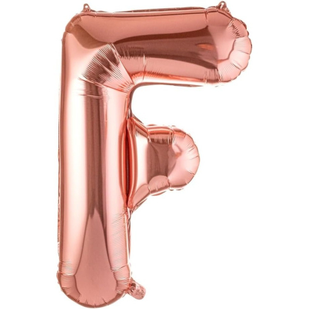 ✨TOATE PRODUSELE✨ - Balon Folie Metalizata Litera F, , 100 cm, Umflati cu Heliu sau Aer, Ambalaj Individual, Pai inclus, Rose Gold