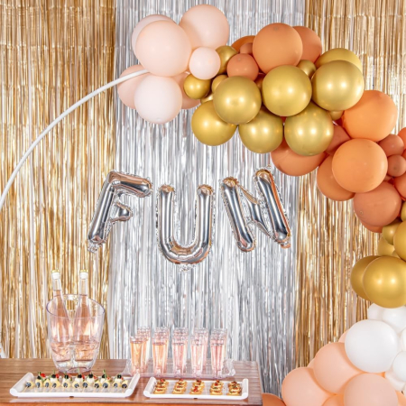 Balon Folie Metalizata Litera F, , 40 cm, Umflati cu Heliu sau Aer, Ambalaj Individual, Pai inclus, Argintiu [3]