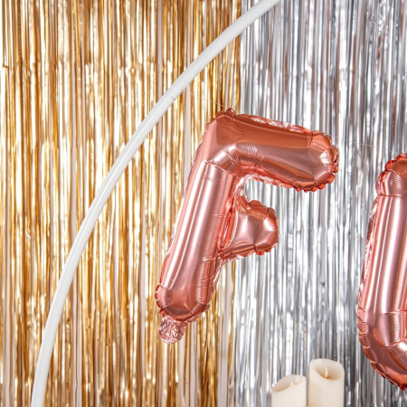 Balon Folie Metalizata Litera F, , 40 cm, Umflati cu Heliu sau Aer, Ambalaj Individual, Pai inclus, Rose Gold [5]
