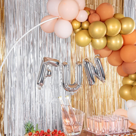 Balon Folie Metalizata Litera F, , 80 cm, Umflati cu Heliu sau Aer, Ambalaj Individual, Pai inclus, Argintiu [1]