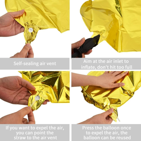 Balon Folie Metalizata Litera G, , 40 cm, Umflati cu Heliu sau Aer, Ambalaj Individual, Pai inclus, Auriu [5]