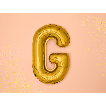 Balon Folie Metalizata Litera G, , 80 cm, Umflati cu Heliu sau Aer, Ambalaj Individual, Pai inclus, Auriu [1]