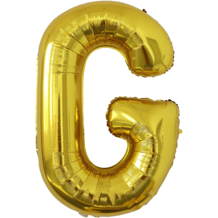 ✨TOATE PRODUSELE✨ - Balon Folie Metalizata Litera G, , 80 cm, Umflati cu Heliu sau Aer, Ambalaj Individual, Pai inclus, Auriu
