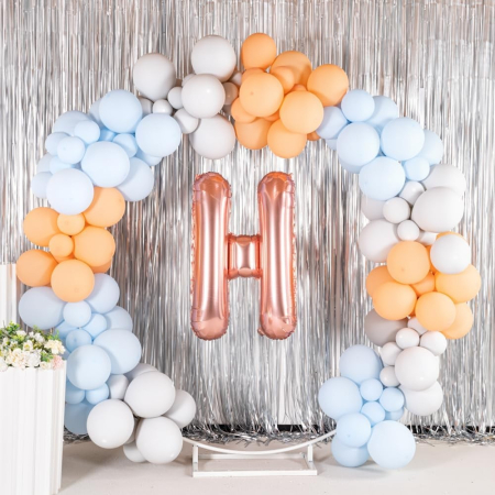 Balon Folie Metalizata Litera H, , 100 cm, Umflati cu Heliu sau Aer, Ambalaj Individual, Pai inclus, Rose Gold [5]