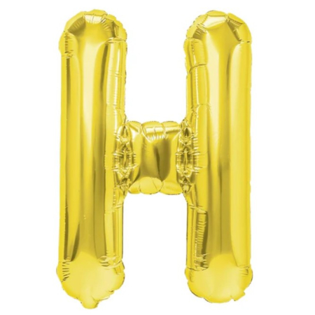 ✨TOATE PRODUSELE✨ - Balon Folie Metalizata Litera H, , 40 cm, Umflati cu Heliu sau Aer, Ambalaj Individual, Pai inclus, Auriu