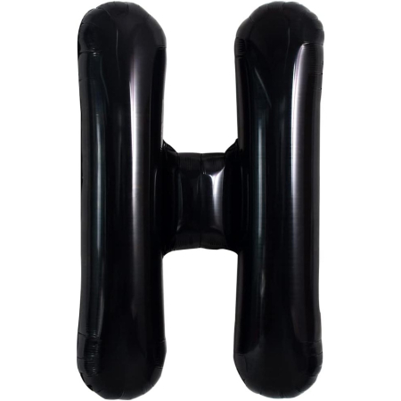 ✨TOATE PRODUSELE✨ - Balon Folie Metalizata Litera H, , 40 cm, Umflati cu Heliu sau Aer, Ambalaj Individual, Pai inclus, Negru