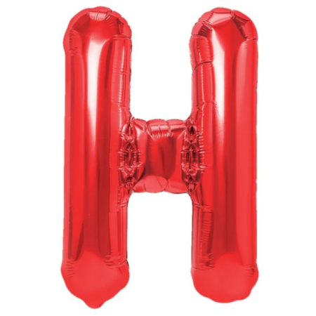 ✨TOATE PRODUSELE✨ - Balon Folie Metalizata Litera H, , 40 cm, Umflati cu Heliu sau Aer, Ambalaj Individual, Pai inclus, Rosu