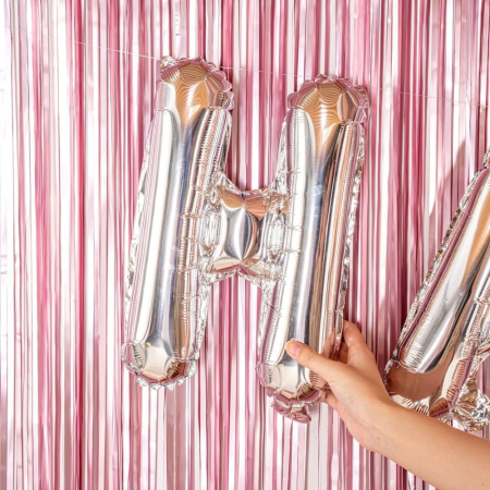 Balon Folie Metalizata Litera H, , 80 cm, Umflati cu Heliu sau Aer, Ambalaj Individual, Pai inclus, Argintiu [2]