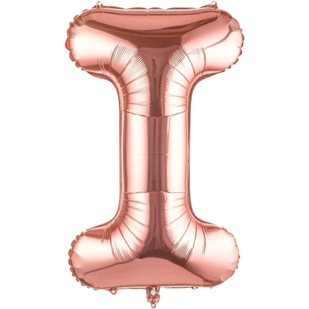 ✨TOATE PRODUSELE✨ - Balon Folie Metalizata Litera I, , 100 cm, Umflati cu Heliu sau Aer, Ambalaj Individual, Pai inclus, Rose Gold