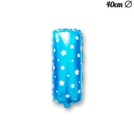 Balon Folie Metalizata Litera I, , 40 cm, Cu Imprimeu Stelute, Umflati cu Heliu sau Aer, Ambalaj Individual, Pai inclus, Albastru [2]