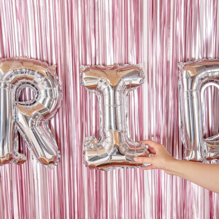 Balon Folie Metalizata Litera I, , 40 cm, Umflati cu Heliu sau Aer, Ambalaj Individual, Pai inclus, Argintiu [4]